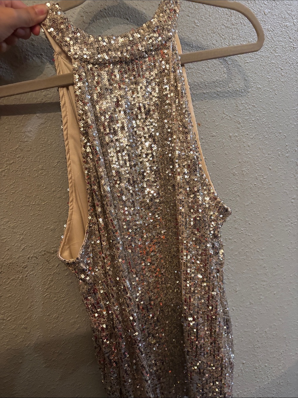 Sequin Halter Skirt — Champagne Sparkle